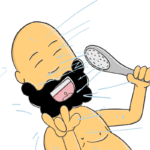 Andrew demonstrating power-saving tips in the shower during the Hour of Power.